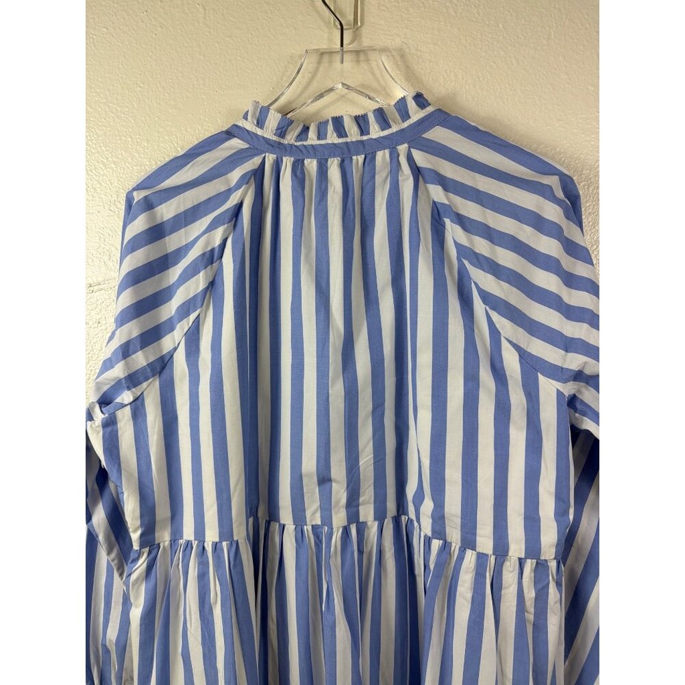 J.Crew Striped Tiered Cotton Dress XL Blue & White - Picture 13 of 16